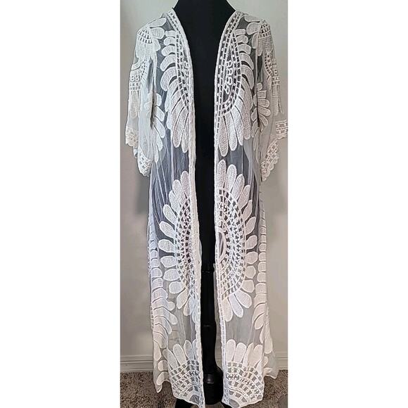 Rebellion Ivory Lace Duster Cardigan Boho Cottagecore Festival S - Picture 1 of 7